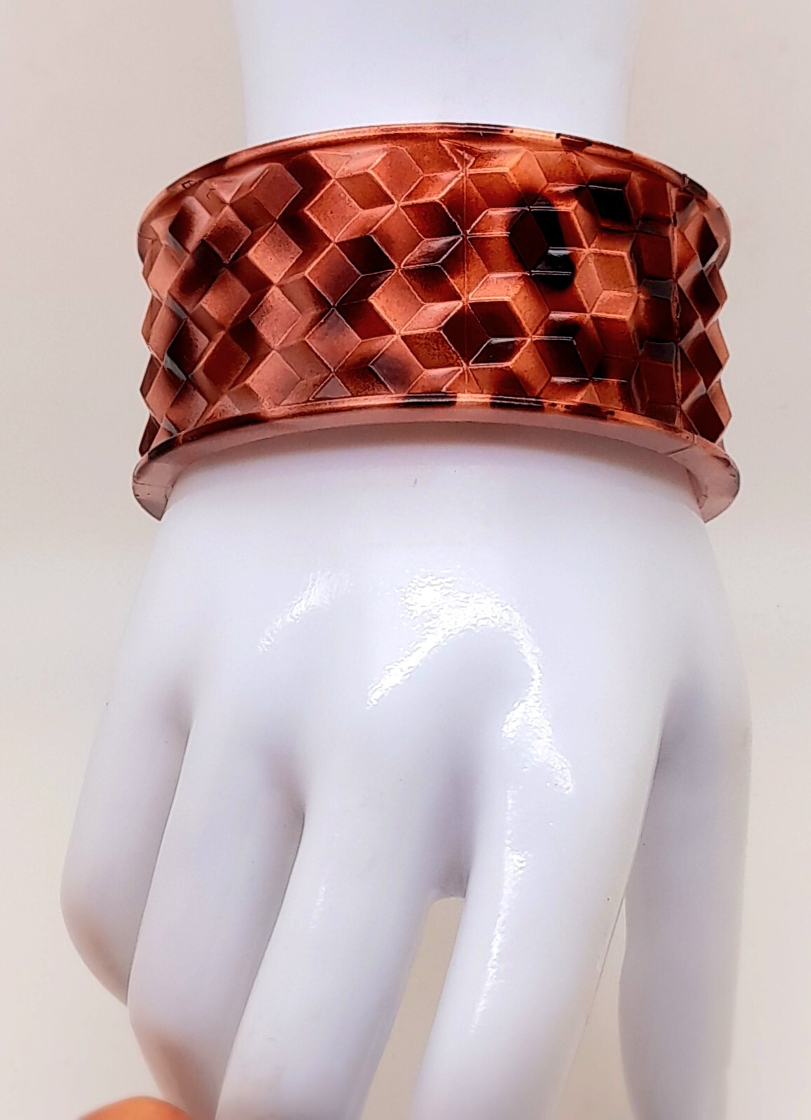 light weight plastic carved round style 1.37″ wide cuff bangle fashion bracelets