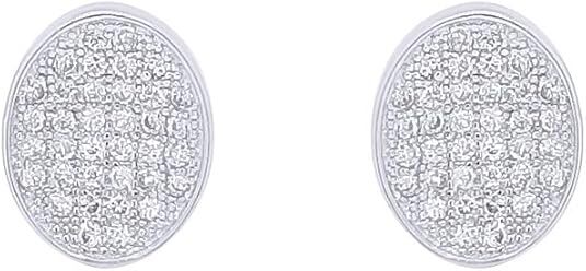 Round Cubic Zirconia Stud Earrings Push-Button 14 K Gold Plated Sterling Silver