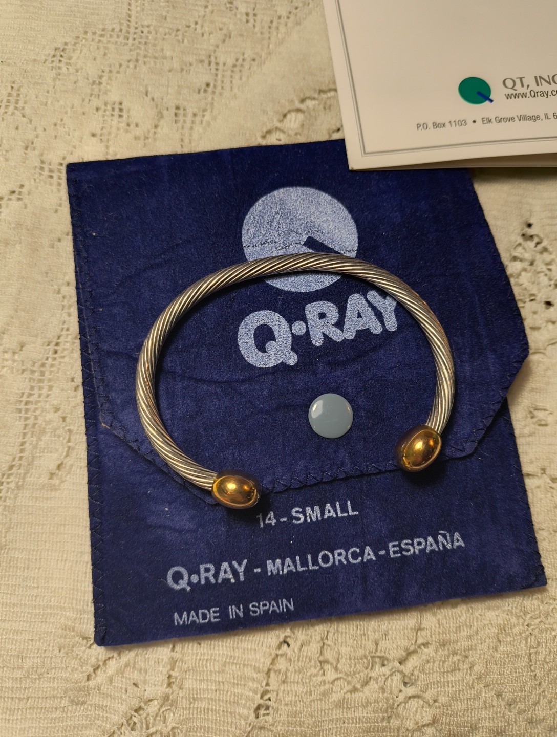 Q-Ray Ionized Bracelet Small Classic Silver Tone Polished Standard Never Worn