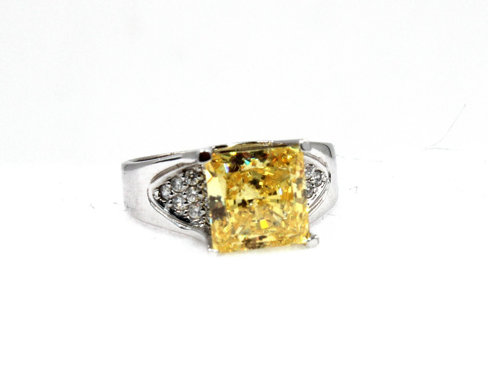 925 Sterling Silver Canary Yellow CZ Cubic Zirconia Ring Size 9 ~ New No Tags