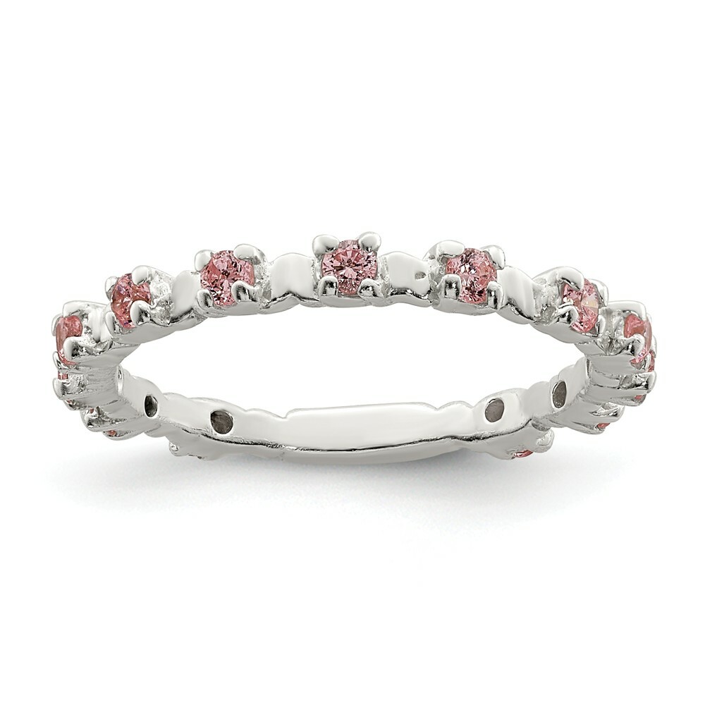 .925 Serling Silver Children’s Pink & White CZ Kid’s Ring Sizes 3 to 4