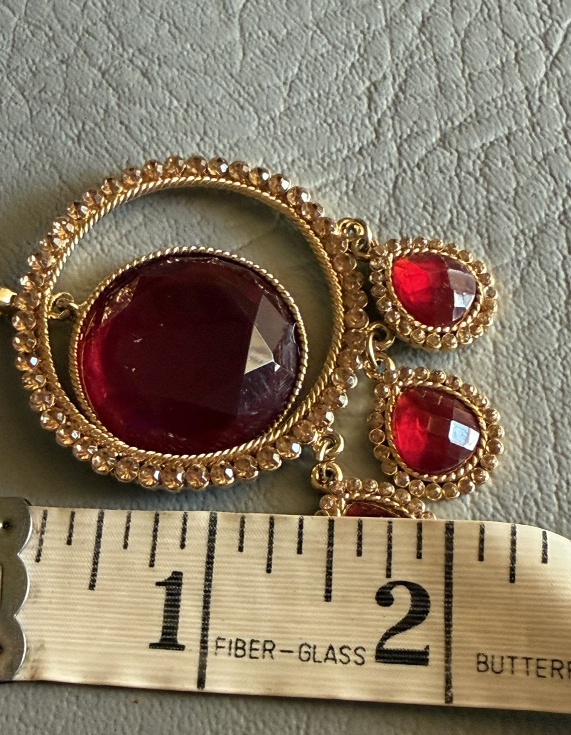 Birch Hill Double Strand Red and Gold Acrylic Beaded Stations Necklace 22″