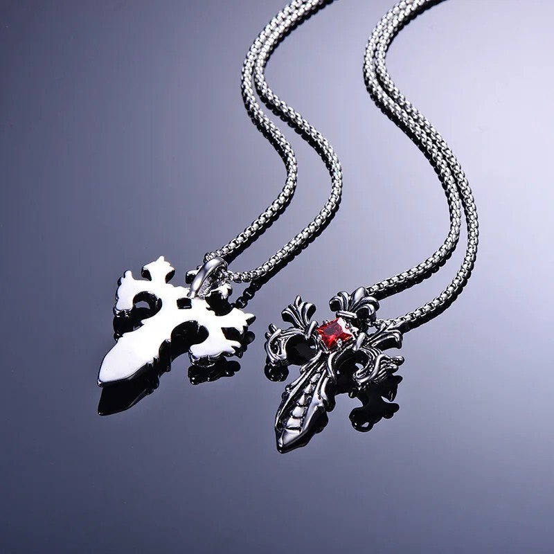 Men’s Retro Gothic Long Necklace rhinestone Dragon Pendant Statement Jewelry