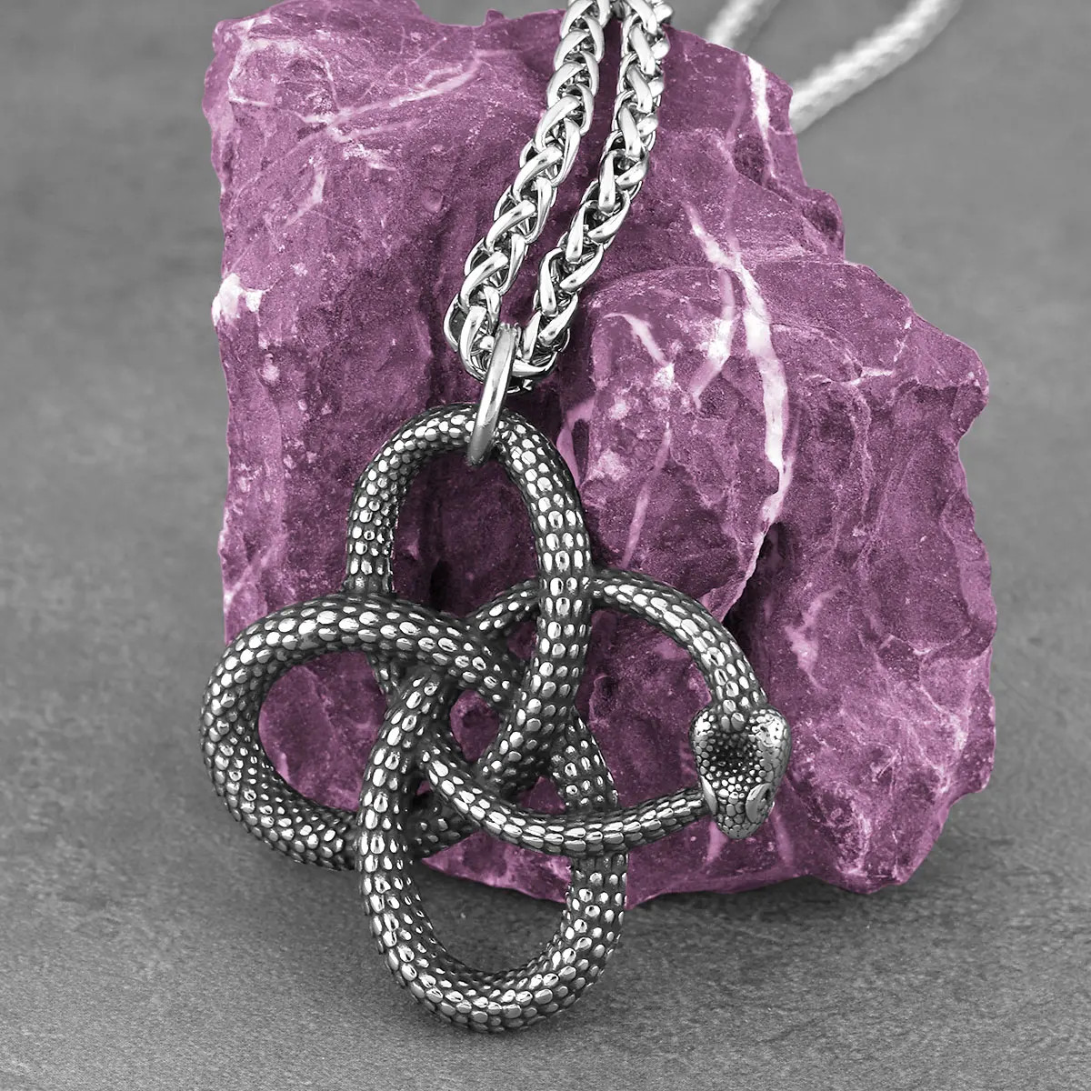 Stainless Steel Animal Snake Pendant Men Women Gothic Punk Hip Hop Handmade