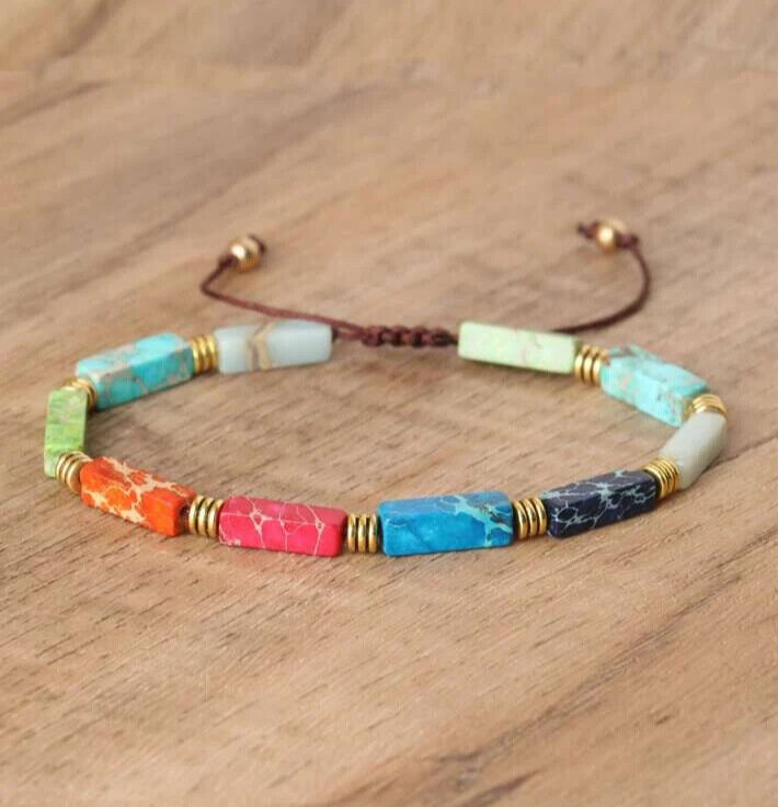 2025HOT Handmade Seven Chakra Jasper Stone Women Lucky Bracelet Birthday Gift