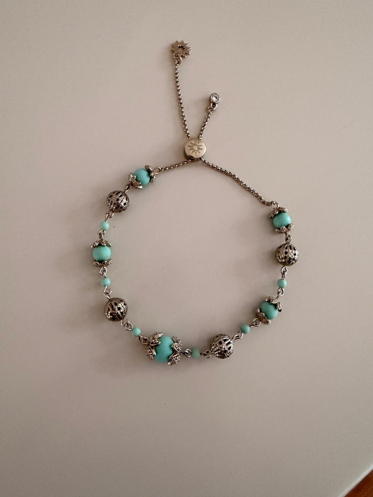 Marchesa Silver Turquoise Beaded Bracelet Dainty Feminine