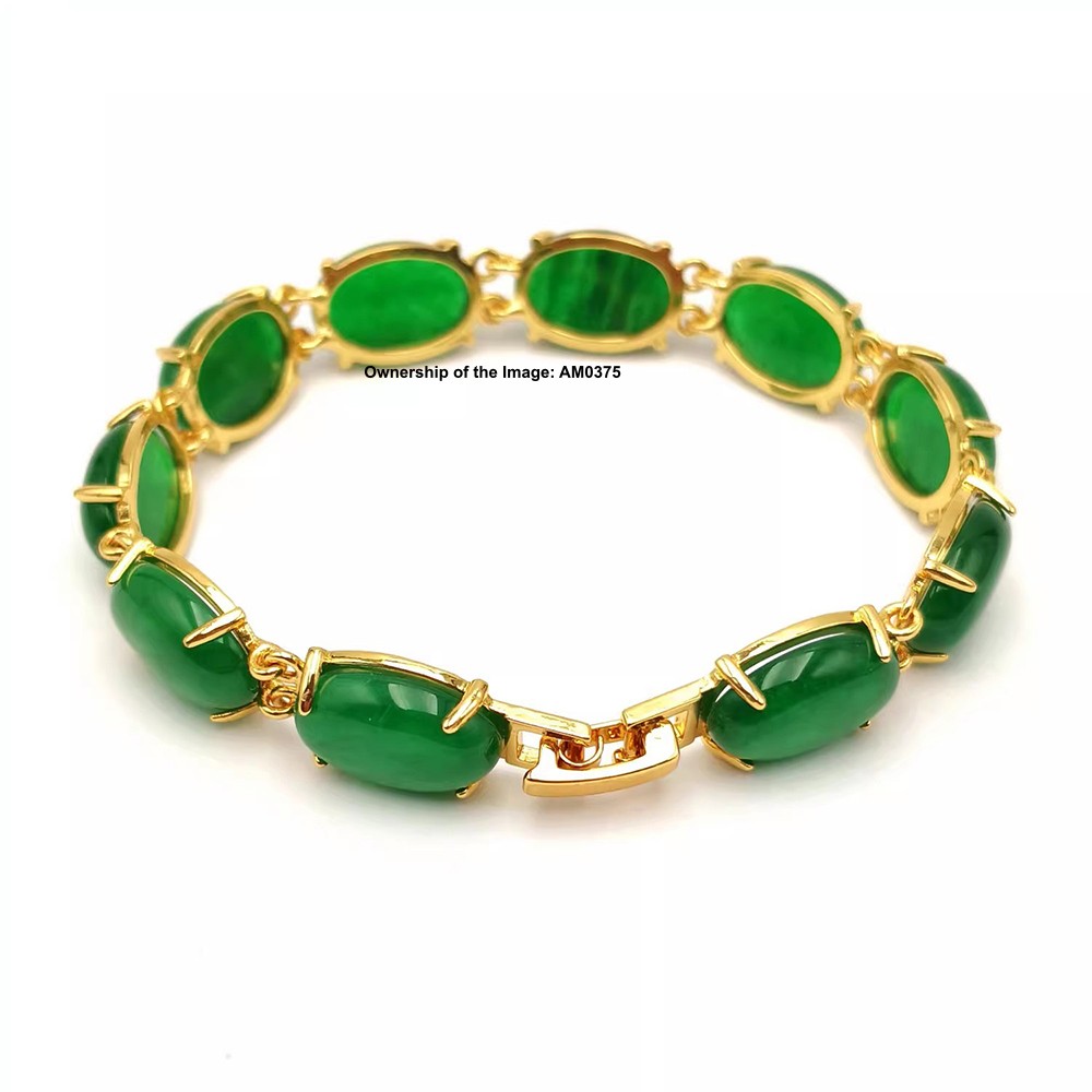 NEW Bracelet Heating Jade Yellow Plated Green Jade Bracelet For Women 7.1INCH