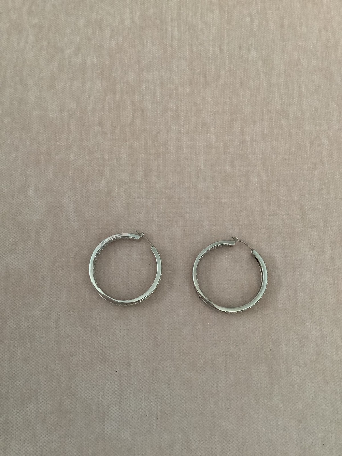 Victoria Wieck 925 Silver Canary Yellow & White CZ Inside Outside Hoop Earring