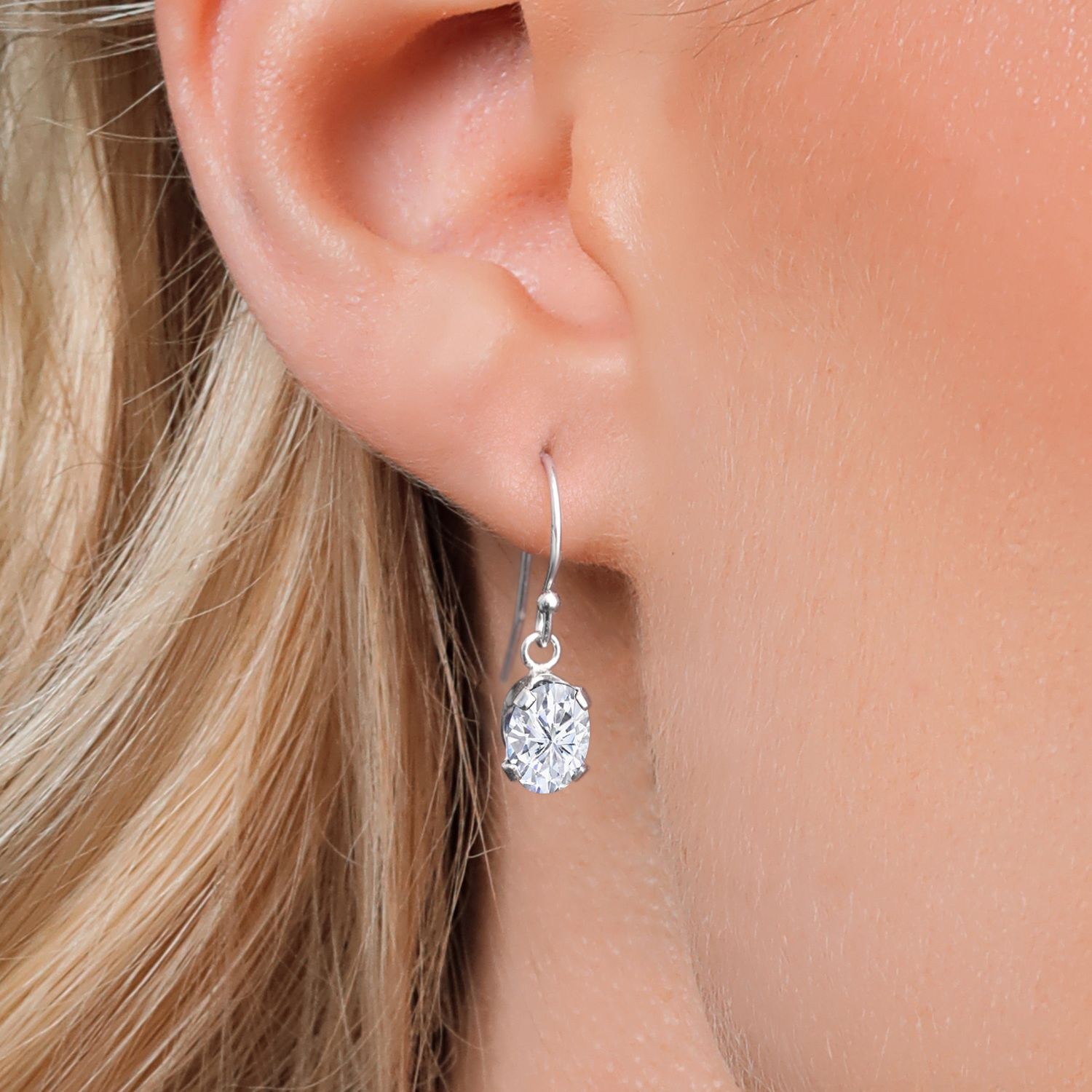 925 Sterling Silver Zirconia French Wire Dangle Hook Earrings For Women (3.00