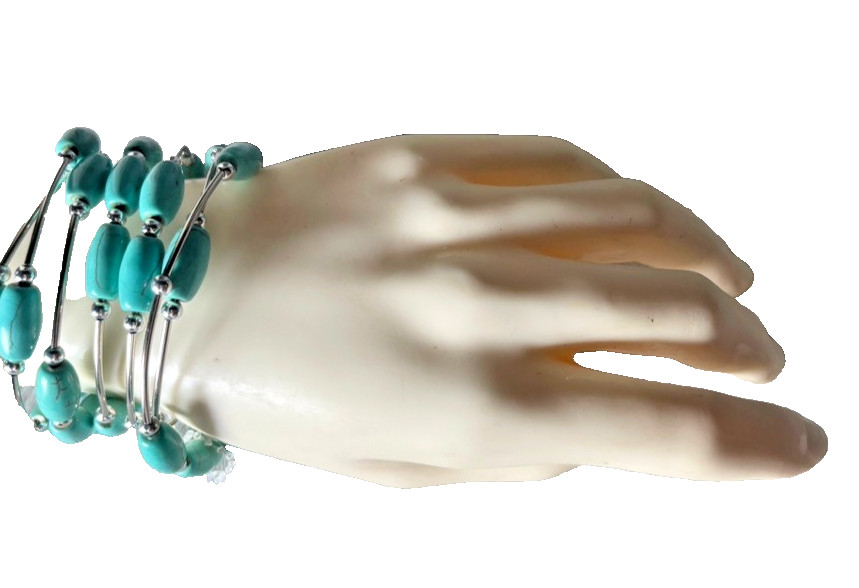 Western Womens Bracelet 52 x 1/4 in Turquoise Spiral Wrap Cuff Cowboy Adjust