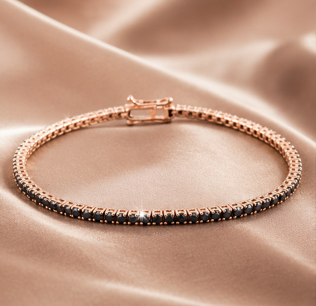 7.50Ct Round Cut Simulated Black Diamond Tennis Bracelet 14K Rose Gold Plated