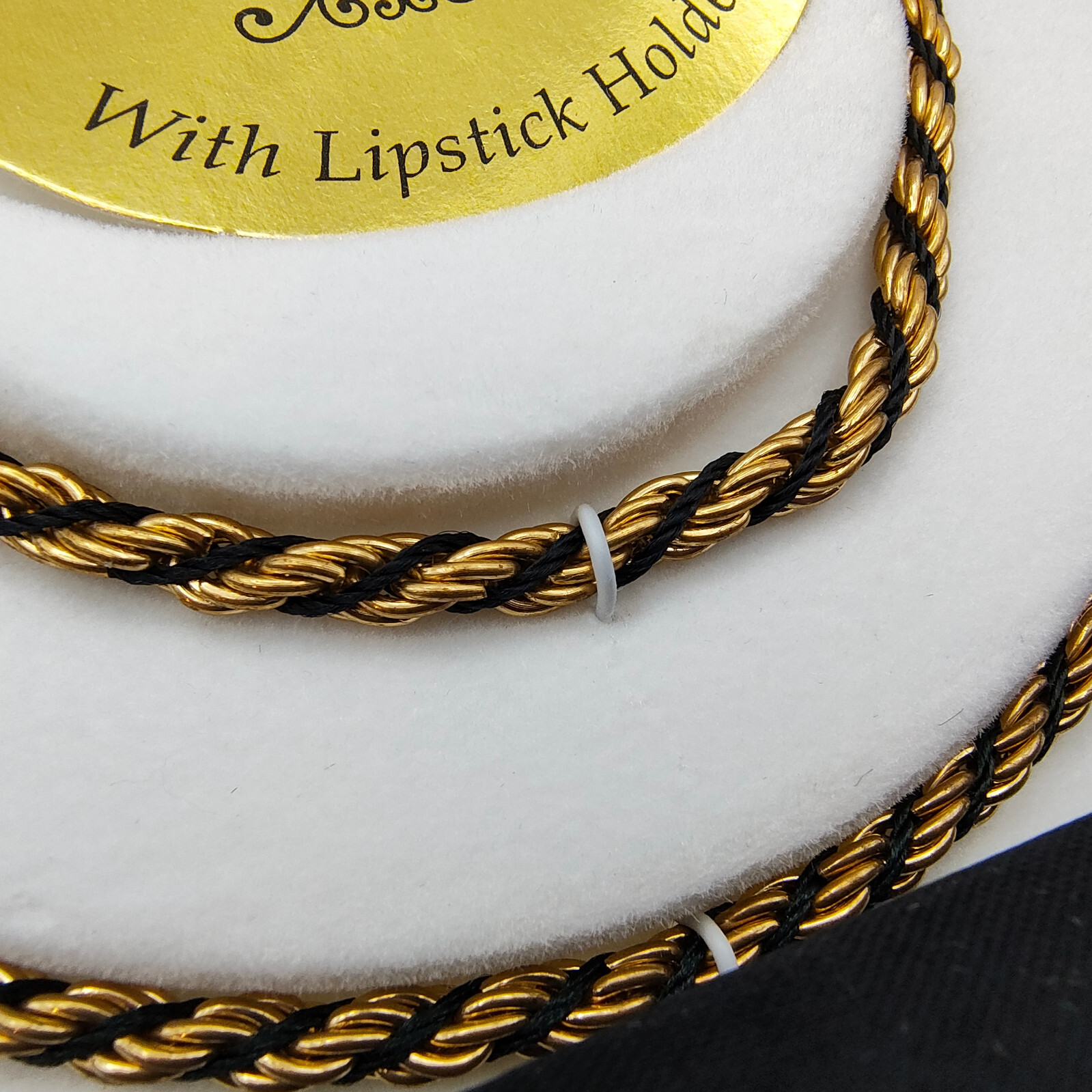 Vintage Chain Wardrobe Gift Set Gold Tone Necklace Bracelet Lipstick Holder