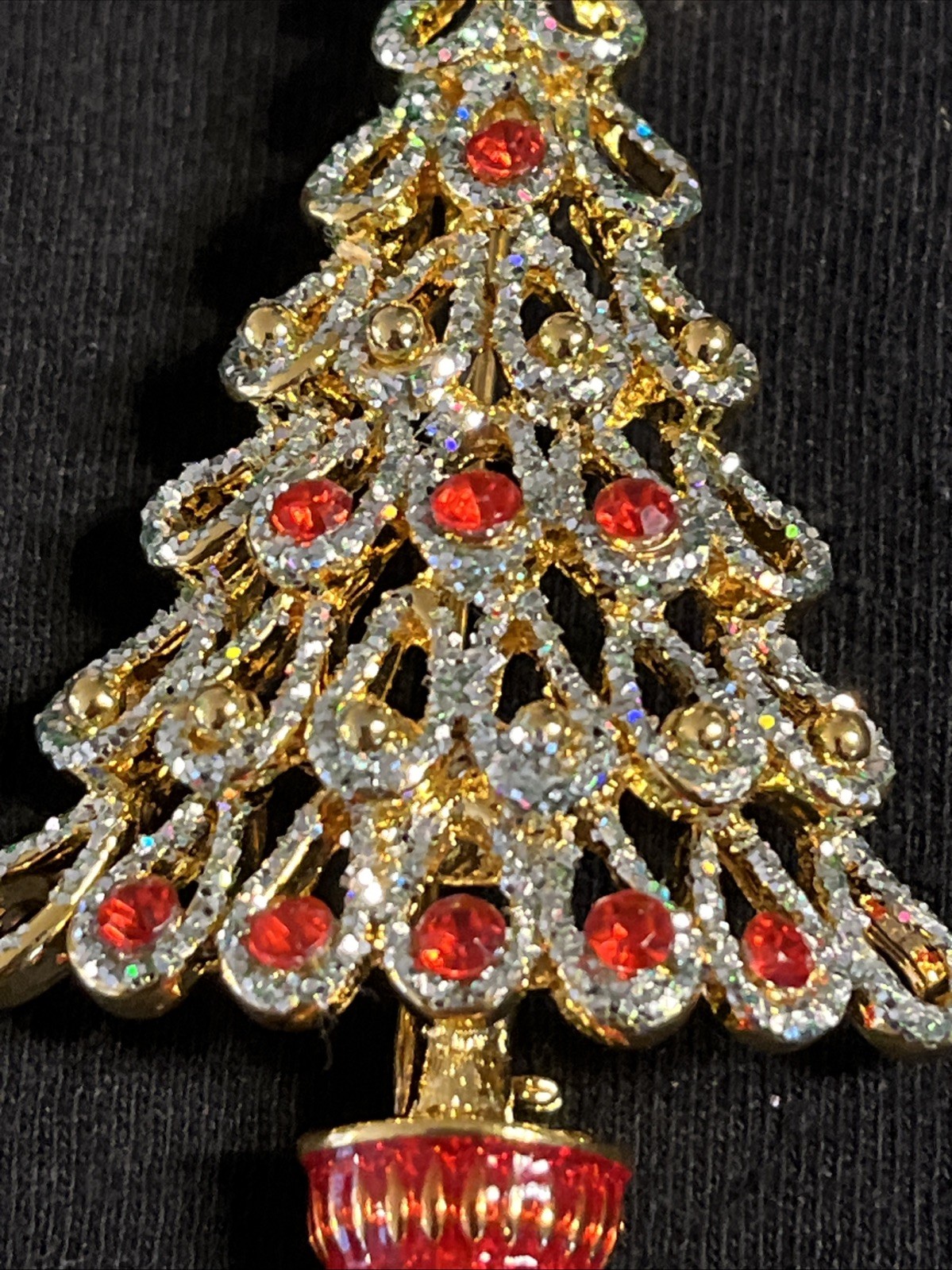 Christopher Radko Presents Shiny Brite Christmas Tree Brooch Pin Holiday New 2”