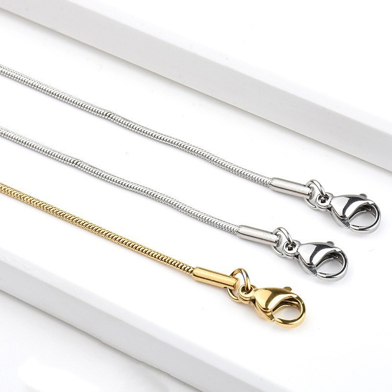 Stainless Steel Silver Gold Round Snake Chain Necklace Anti Tarnish w 2″Extender
