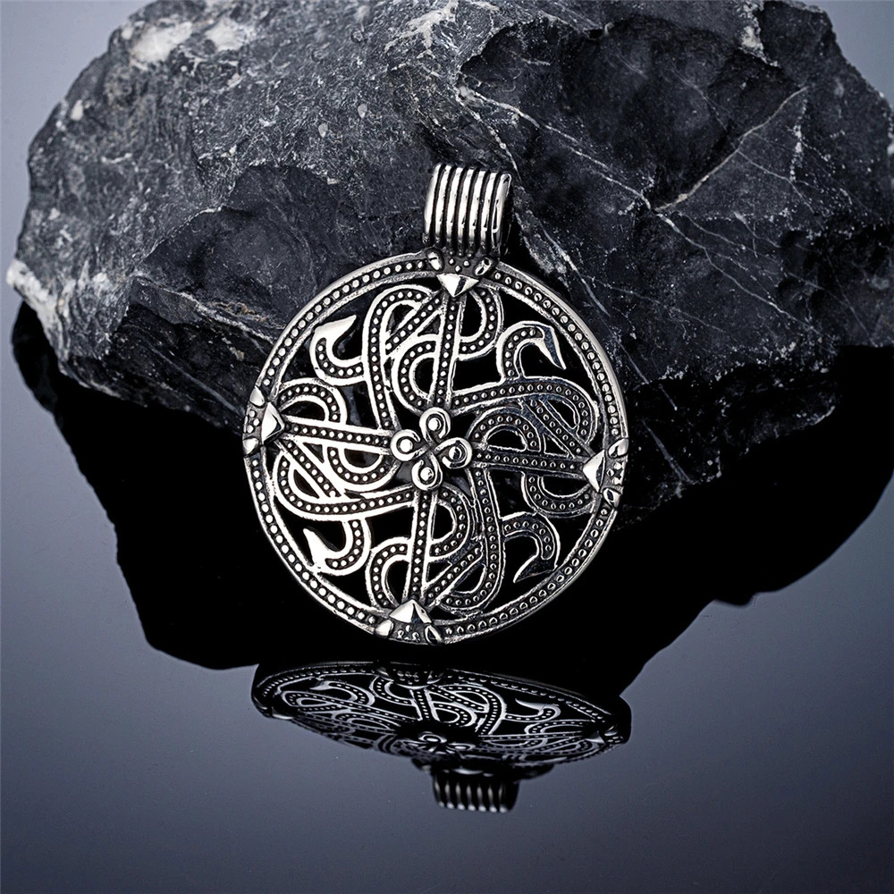 Vintage Hollow Viking Celtic Knot Cross Stainless Steel Pendant Necklace Norse R