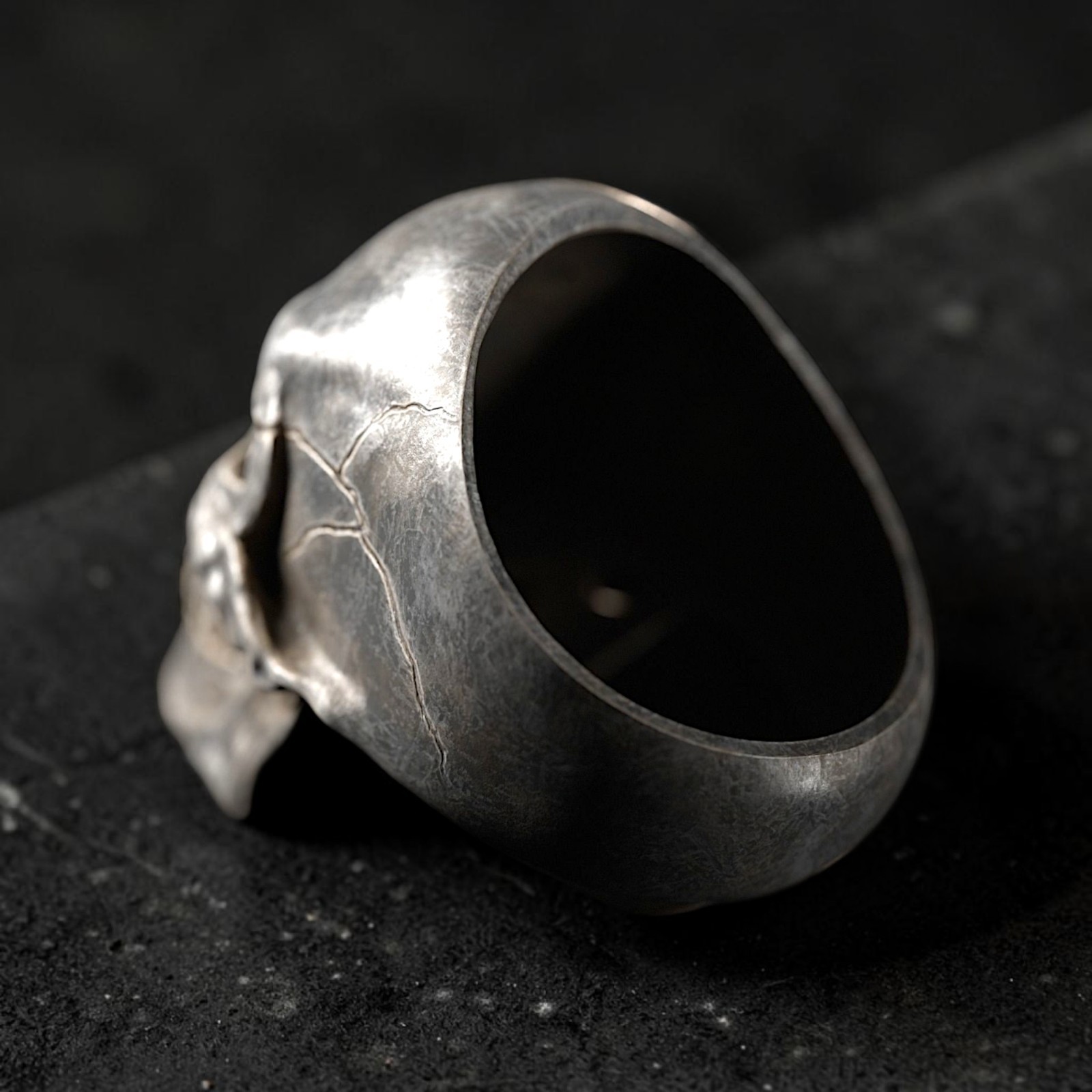 Sterling Silver Skull Ring, Gothic Biker Punk Rock Statement Jewelry