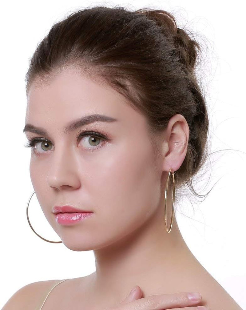 Dainty 70Mm Big Large Hoop Earrings for Women Fashion round Circle Huggie Hoops