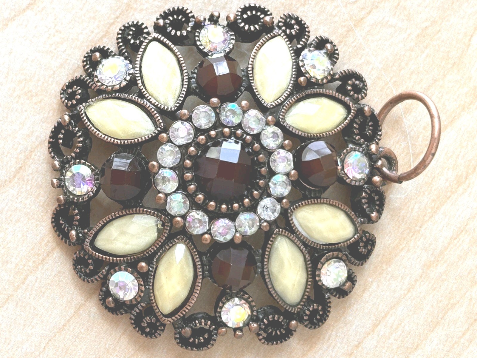 2 Inch Round Pendant—- New Without Tags- No Missing Stones