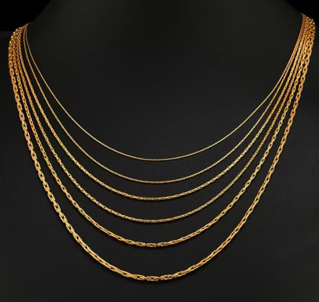 0.8/1/1.3mm Man Woman Silver Gold Stainless Steel Fancy Chains Necklaces