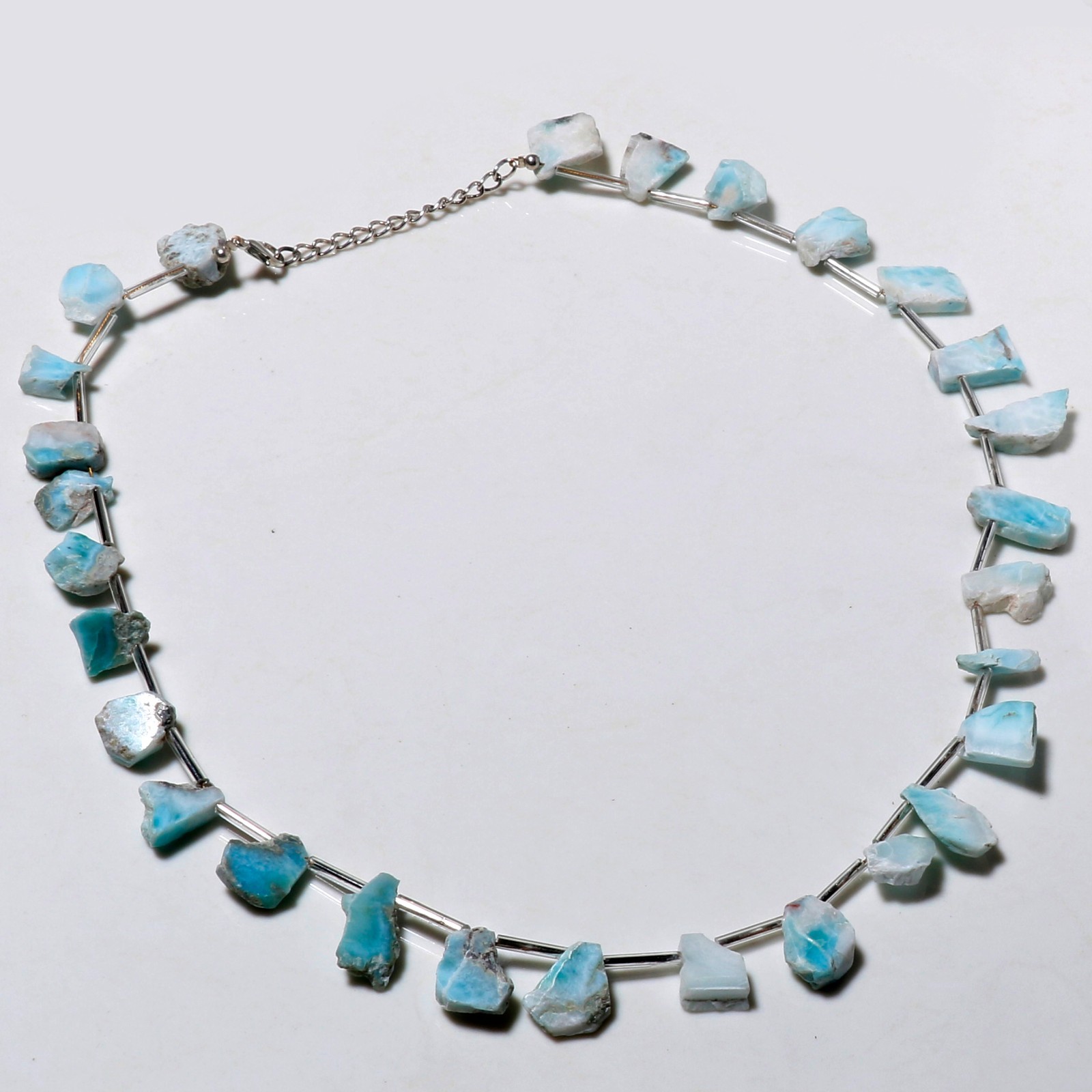 Natural Rough Gemstone Beaded Necklace 925 Sterling Silver Chain Boho Jewelry