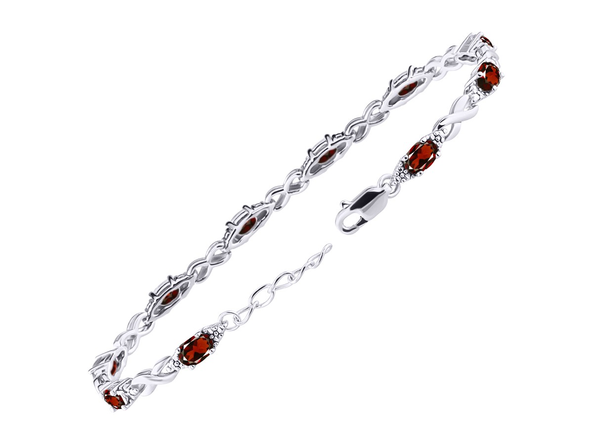 RYLOS GARNET & DIAMOND X-O TENNIS BRACELET STERLING SILVER 7-8″