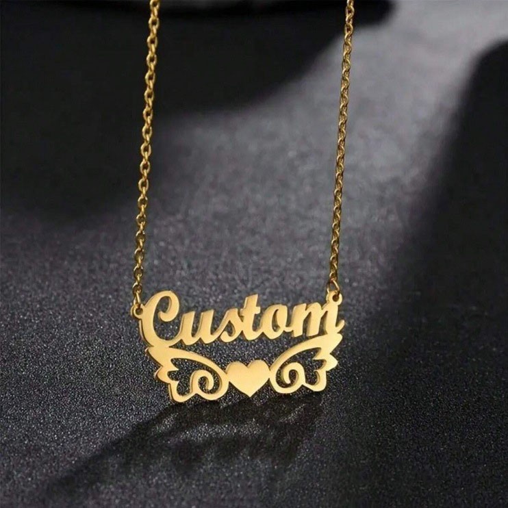 Personalized Name Necklace 18K Gold Plated Customize Any Name Anniversary Gift