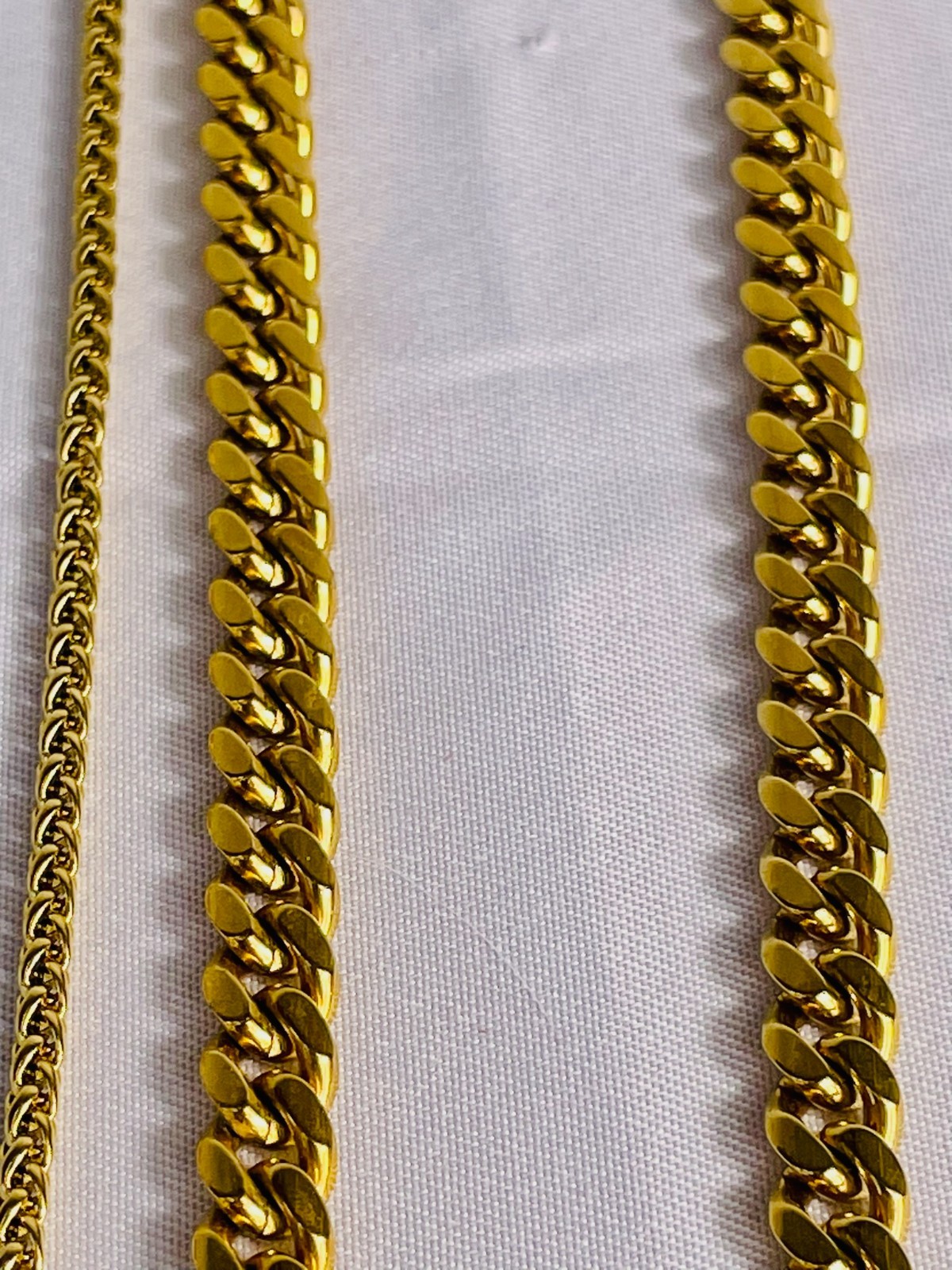 Lot of 3 Gold Tone Necklaces 18KGP Cuban Curb Chain Snake Chain Fashion Jewelry