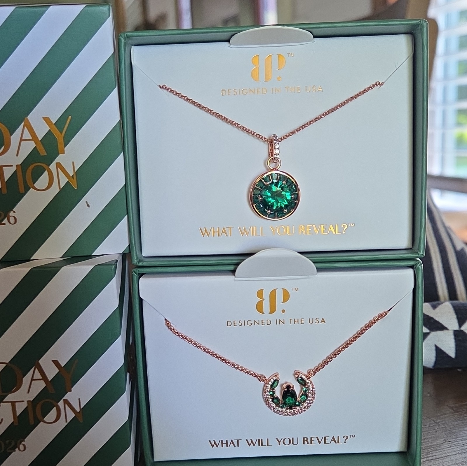 BP Outlaw May BD Collection 2026 LC-Emerald RG-Plated 2 Necklace Bundle NIP