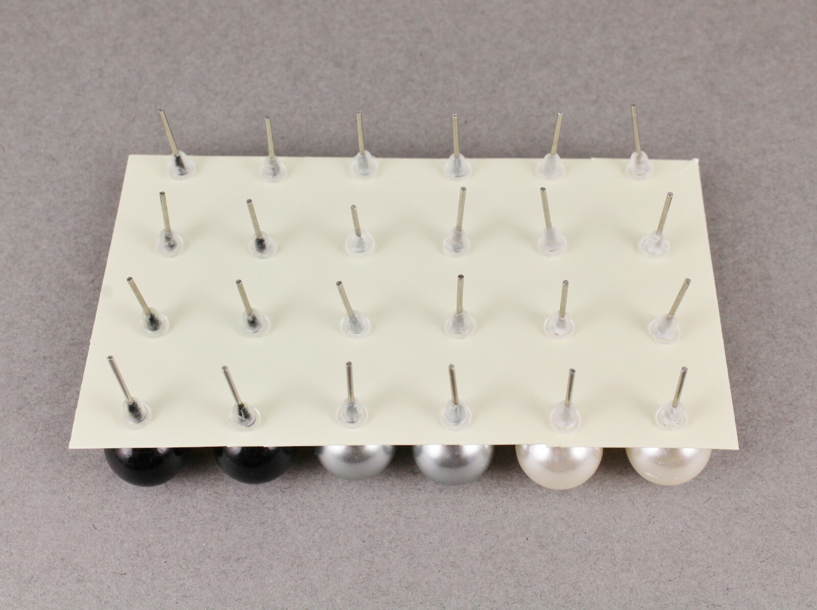 Black Grey Cream earrings 12 pair set pack graduated faux pearl bead stud post