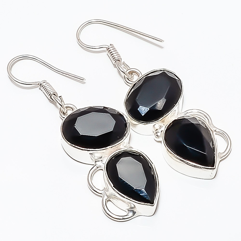 Black Onyx Gemstone 925 Silver Plated Earring 1.95″ TE7507-365