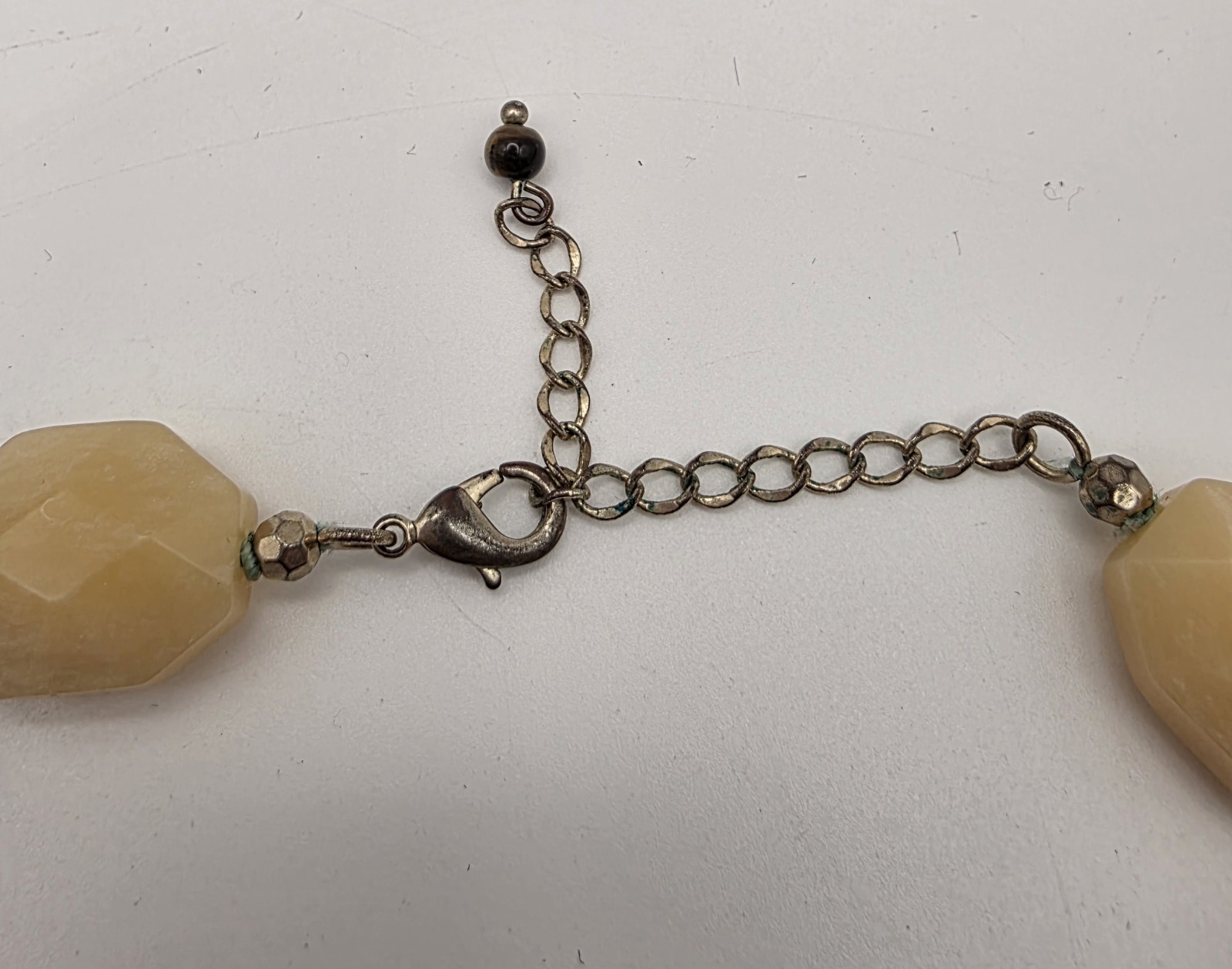 Faceted Acrylic Beaded Necklace Brown Beige Chunky Lobster Clasp Pre-owned
