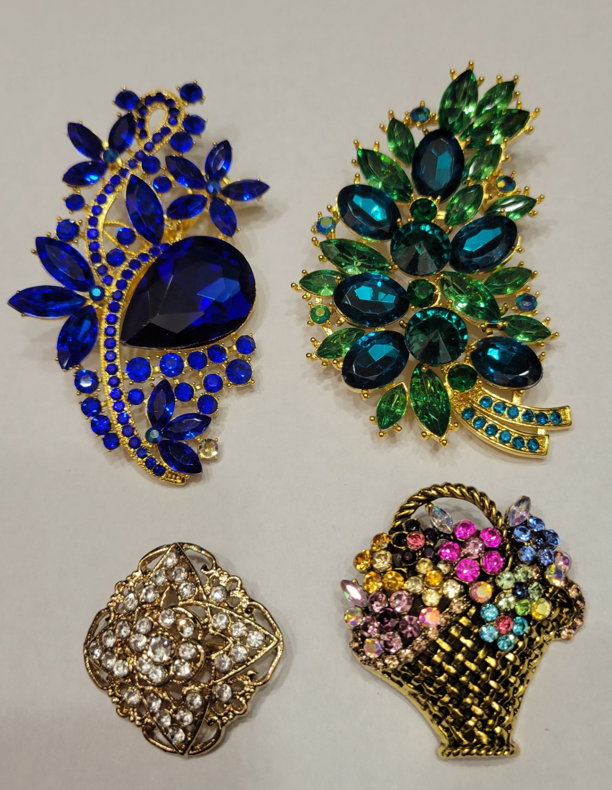 Big Stunning Rhinestone Flower Floral Brooch Lot Show All Occasion Jewelry P90
