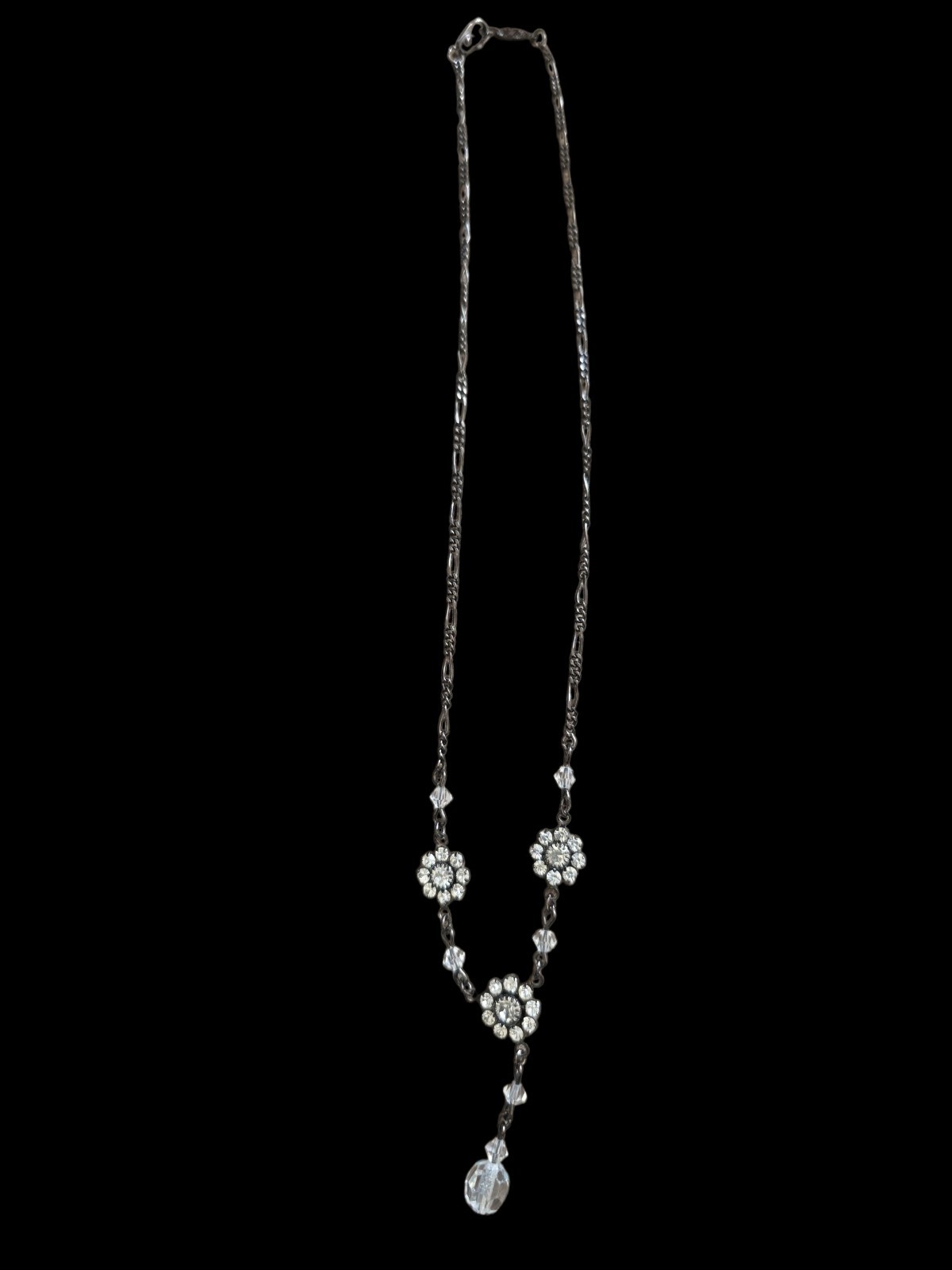 Womens Austrian Crystal Floral Necklace Made In USA