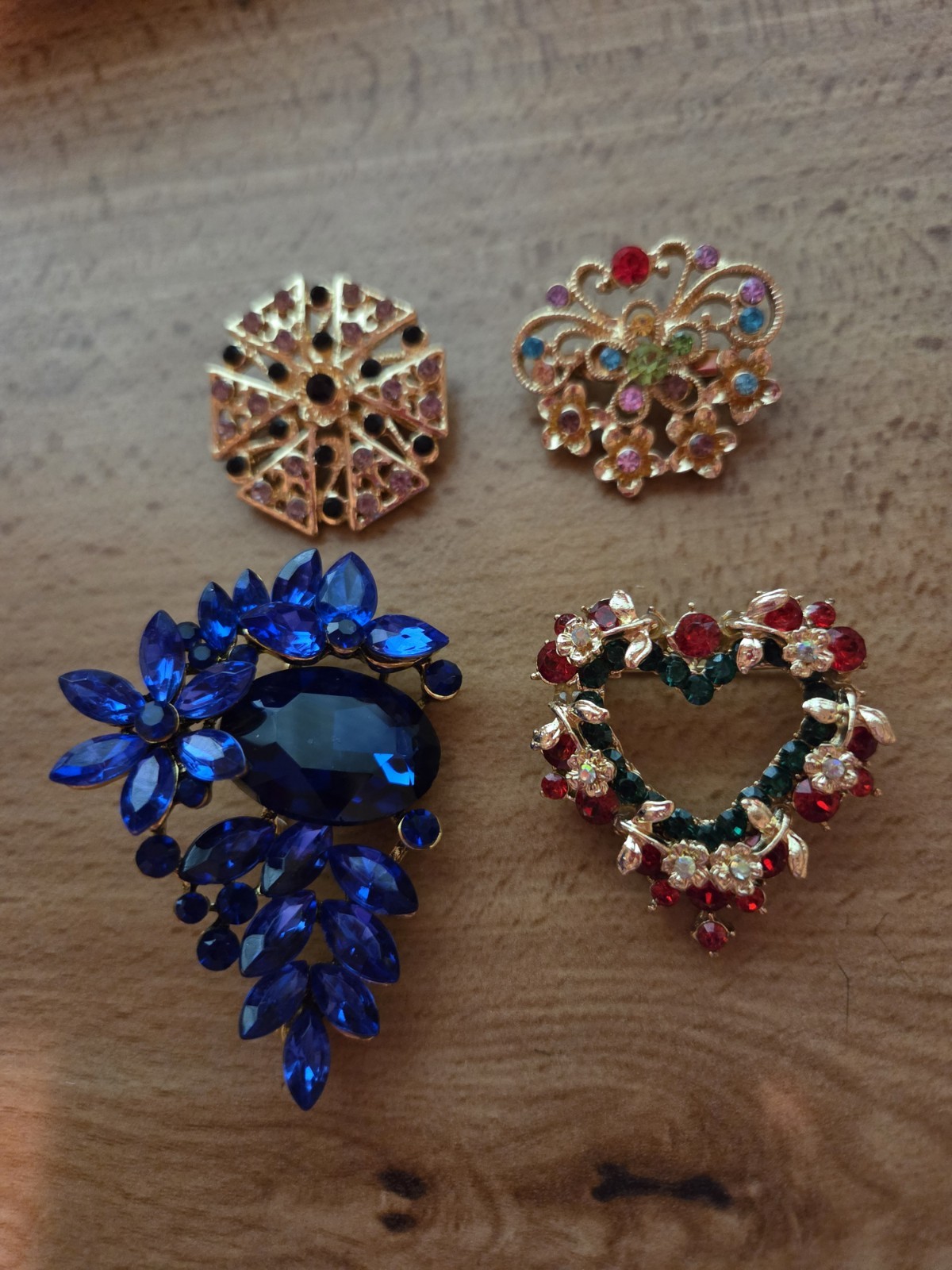 Beautiful Multicolor Flower Heart Brooch Pin Lot CA USA P20-8