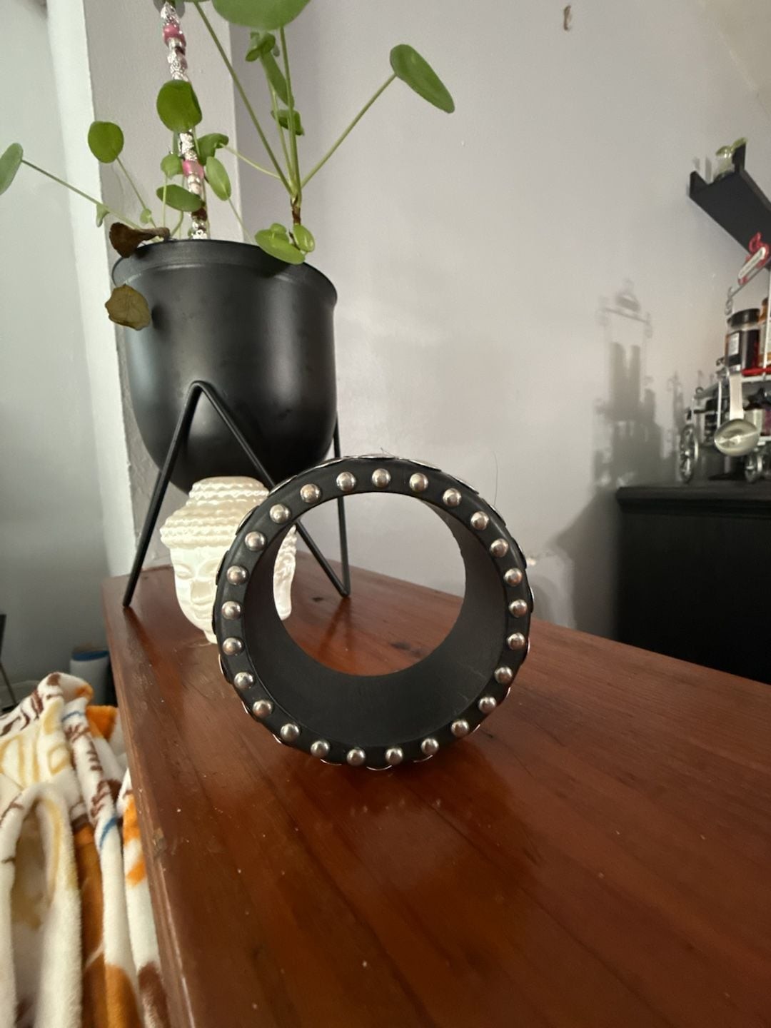 Handcrafted Wooden Bangles: Chunky Silver Brass Accent