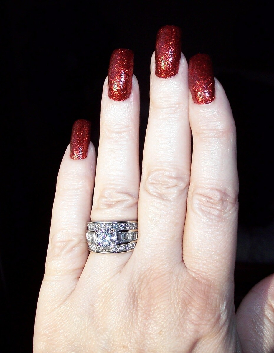 Round Brilliant Cut & Baguette Band Ring CZ Stainless Steel Women’s Sizes 5-10