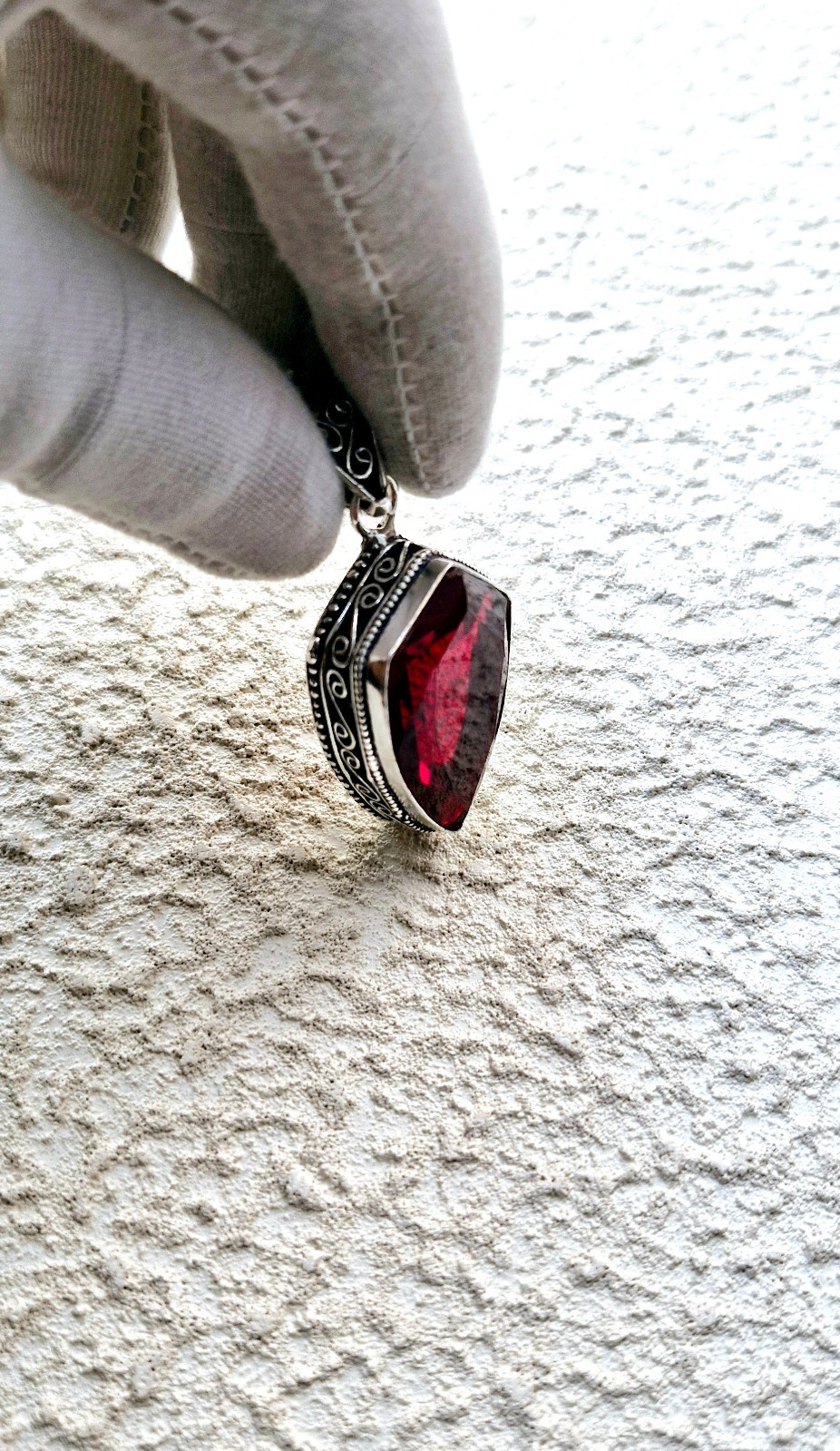 Mozambique Garnet Gemstone 925 Sterling Silver Handmade Jewelry Pendant 2″
