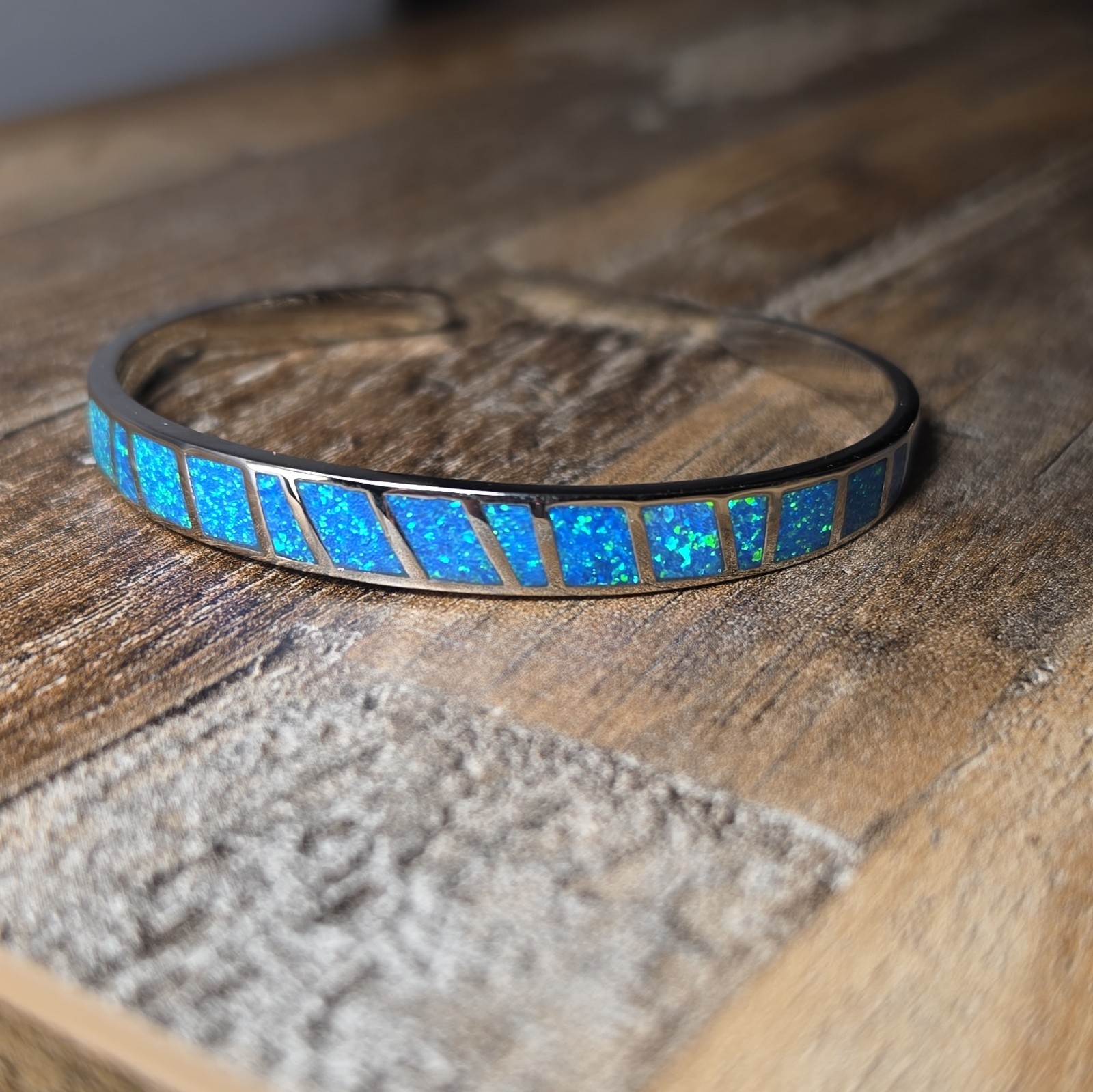 Kivony Fashion Fine Blue Fire Opal Bangles 925 Sterling Sliver Jewelry For Women