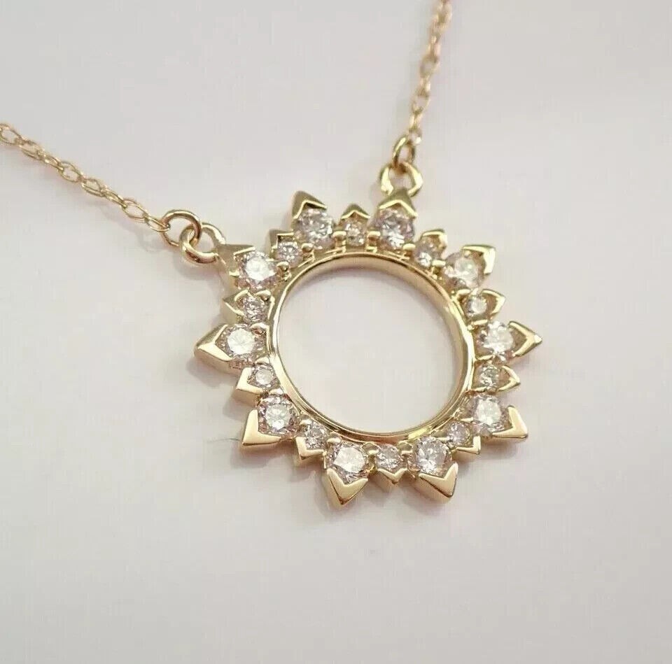 1.20Ct Round Cut Simulated Diamond Charm Pendant 14K Yellow Gold Plated Silver