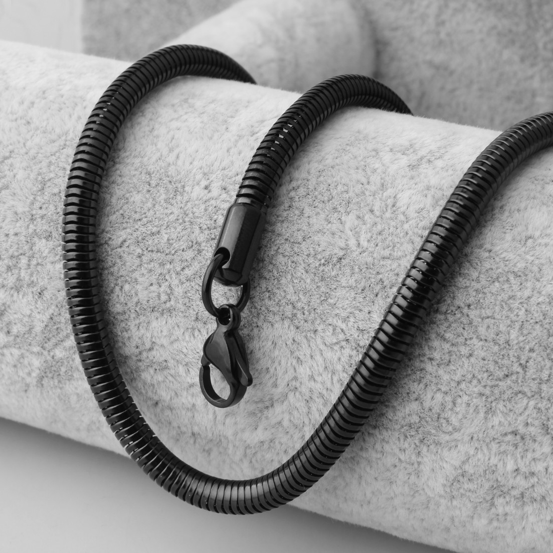 4.2mm Cool Stainless Steel Black Snake Round Chain Men’s Necklace Jewelry 23.6″