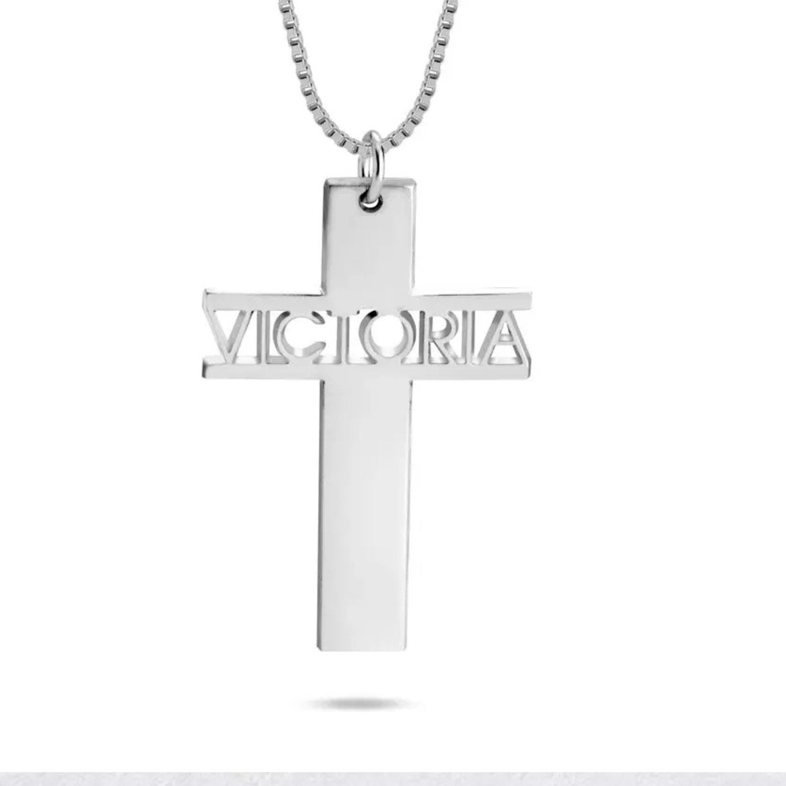 personalized Cross Necklace Custom Gift Handmade Box Chain