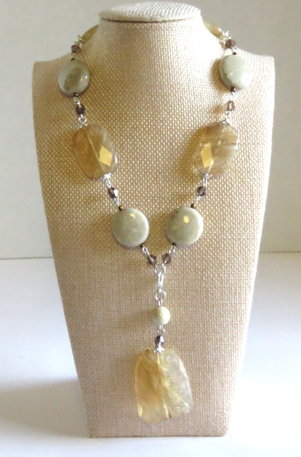 Premier Designs Sand Dune Quartz and Stone Y Necklace with Removable Pendant