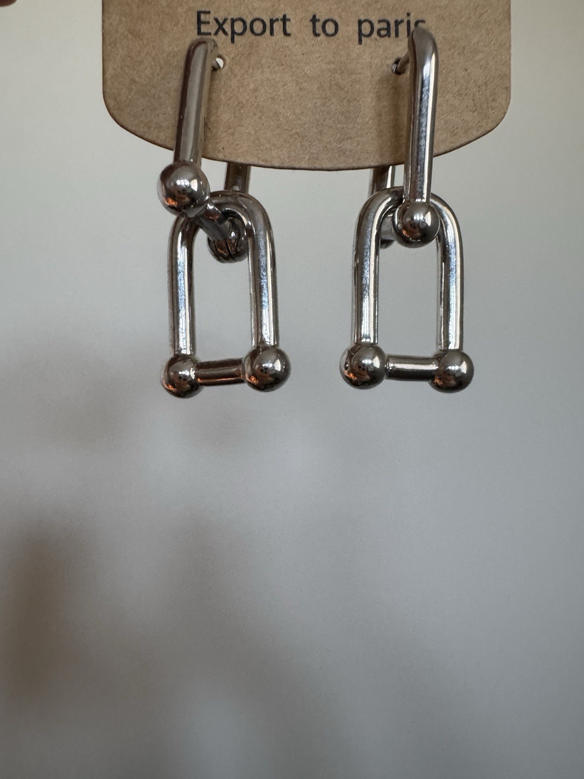 Silver geometric hoop wire earrings for women, metal lobe jewelry, modern style