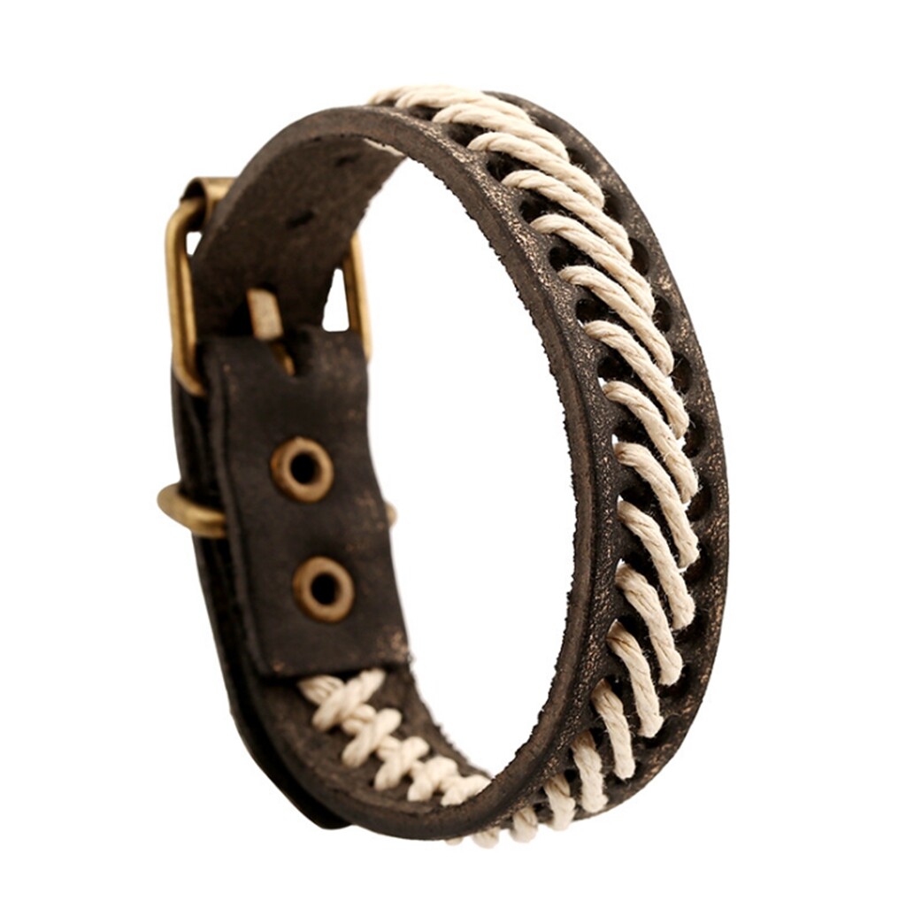 Hip Hop / Punk MEN/ Women Vintage Rope Leather Wristband/ Leather Bracelet 6-8″