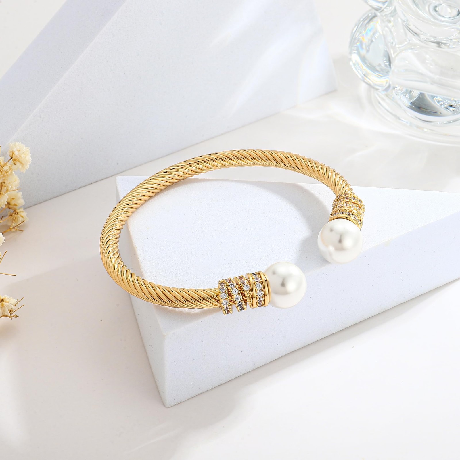 Gold Cable Wire Cuff Bracelet for Stainless Steel Open Cuff Bangle Bracelets .