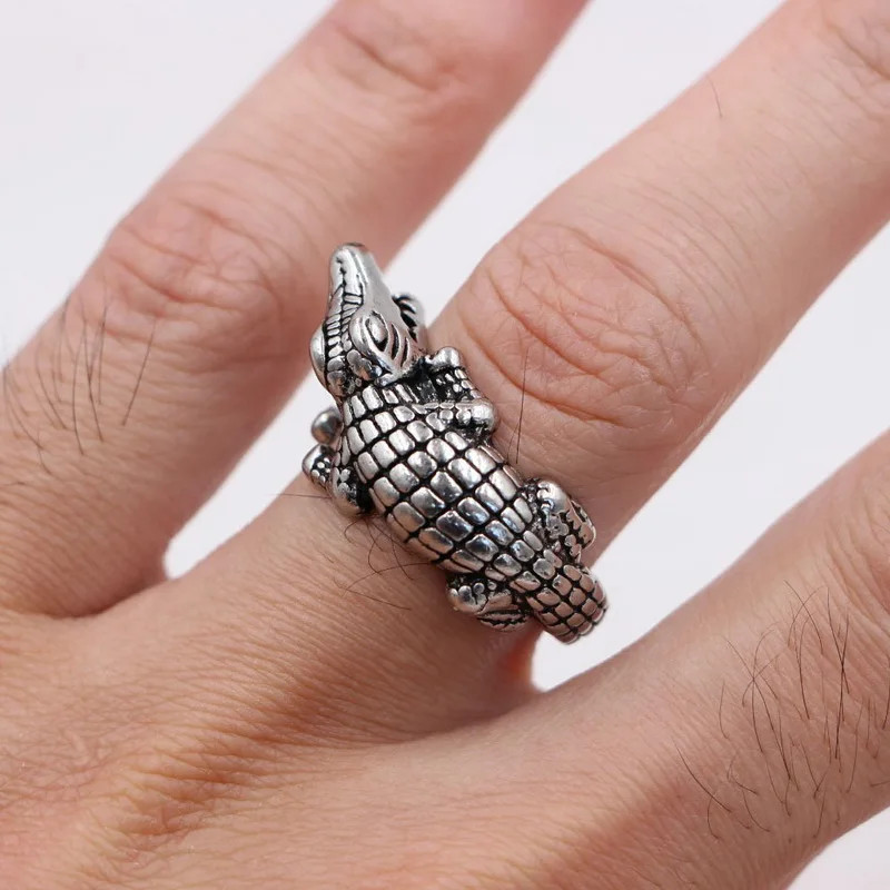 Alligator Open Ring Jewelry Crocodile Animal Reptile Adjustable Resizable
