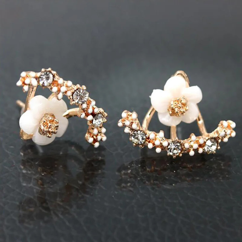 Korean Fashion Daisies Stud Earrings Simple Flower Double Sided Women Jewelry