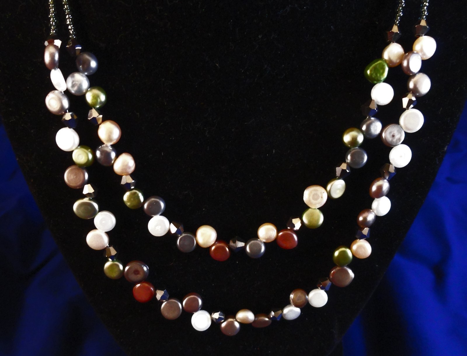 Signed Adjustable Multi-Color 16″ to 20″ Cultured Coin Pearl Necklace Lia Sophia