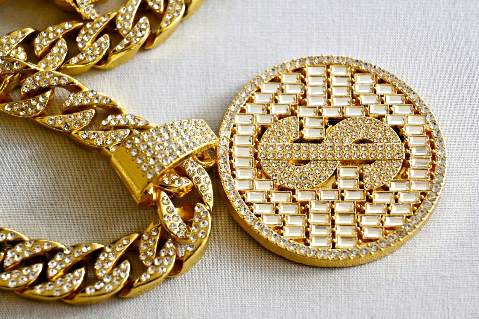 $ Dollar Sign Hip Hop Iced Baguette Pendant Crystal Cuban Chain Bling Necklace
