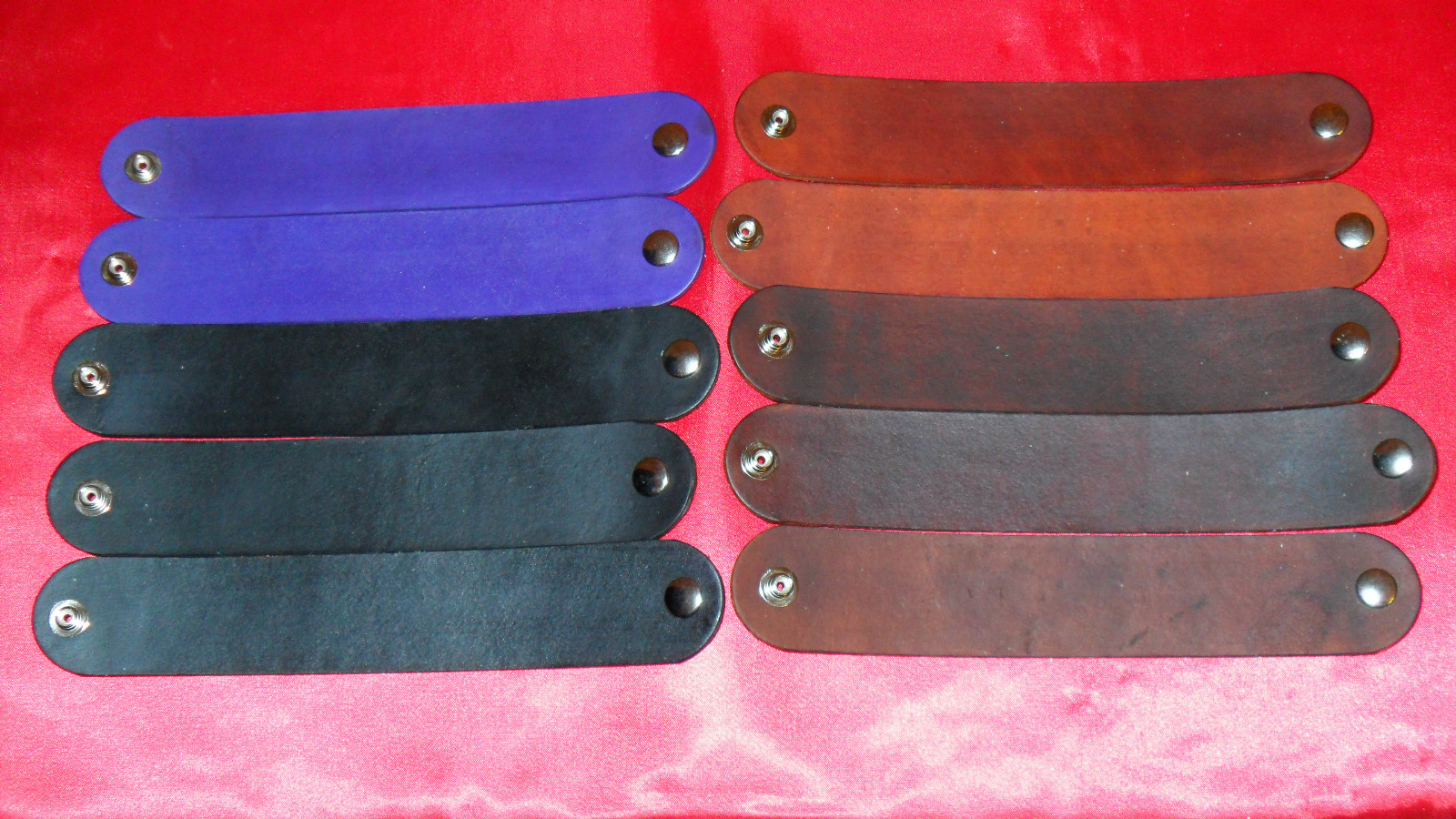 #BR1.5 TEN TWO SNAP1 1/2″ WIDE dyed top & sides! LEATHER BRACELETS